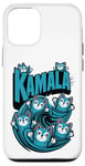 Coque pour iPhone 15 Pro Kamala 2024 Bleu Chat Wave Support Élection Démocrate Design