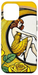 Coque pour iPhone 14 Plus Rose jaune Pinup Girl Illustration Roses Jardin Art