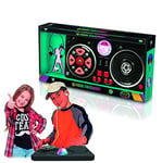 Deqube - Table de mixage DJ avec différentes bases et effets, comprend une boule lumineuse disco, connexion Bluetooth aux appareils, couleur noire, moyen (916D00040)
