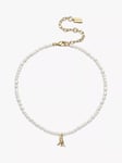 Coach Delicate Pearl Strand Rexy Dino Charm Pendant Necklace, Gold