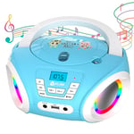 KLIM Candy Lecteur CD Enfant - Nouveauté 2024 - Radio FM - Piles incluses - Lecteur CD Radio Rose Mignon avec Haut-parleurs - Le Cadeau Parfait pour Les Enfants et Les Tout-Petits - Bleu