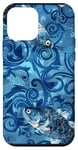 Coque pour iPhone 12 mini Bleu Abstrait Paisley Camo Drapeau Américain Pêche au bar