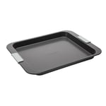 Laura Ashley Non-Stick Oven Tray, Extra Large 38 cm, Dishwasher Safe, Oven Safe Tray, Freezer Safe, Bakeware, Sage Green Silicone Handles, Pale Charcoal Tray for Cooking and Baking (PFAO/PFAS Free)