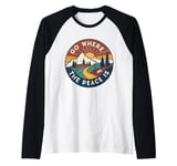 Funny Outdoor Camping Go Where The Peace Is Men Women Camper Raglan Baseball Tee