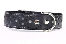 Capadi K0461 Collier pour Chien orné de Pierres de Noël colorées et de Petits Rivets en Cuir véritable résistant Souple Noir Largeur 50 mm Longueur 50 cm