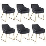 WOLTU Chaise de Salle à Manger Lot de 6, Moderne Chaise de Cuisine, Fauteuil scandinave, Chaise Coiffeuse, pour Salle de Séjour, Chambre à Coucher, Cuisine, en Velours et métal Gris Foncé BH246dgr-6