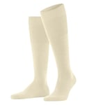 FALKE Men's Airport M KH Wool Cotton Long Plain 1 Pair Knee-High Socks, White (Off-White 2059), 10-11