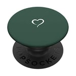 Hunter Green Hand Drawn Heart Minimalist Love PopSockets PopGrip: Swappable Grip for Phones & Tablets