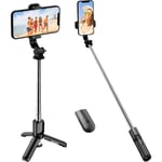 Bärbart Selfie Stick-stativ med trådlös fjärrkontroll, 3 i 1 utdragbar telefonhållare för iPhone 13/12/12 Pro/12 Pro Max/11/11 Pro/X/XR/XS/8/7/6S, Android