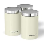 Morphy Richards Accents Kitchen Storage Canisters, Stainless Steel, Ivory, Set of 3