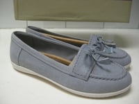 BNIB CLARKS MOCCASINS LOAFERS shoes 3 E wide somerset FEYA BLOOM blue deck boat