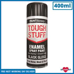 TOUGH STUFF ENAMEL BLACK GLOSS SPRAY PAINT FOR WOOD METAL PLASTIC 400ML