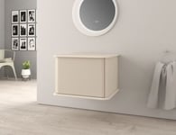 Meuble sous-vasque à suspendre l.61 cm avec plan de toilette, beige coton, Idra