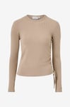 Calvin Klein - Topp Modal Rib Gathered LS Tee - Beige