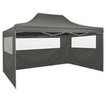 Home® Tonnelle de Jardin pliable Barnum Style Moderne - Belvédère Chapiteau de jardin avec 3 parois 3x4 m Acier Anthracite 7400