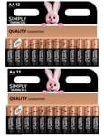 24x Duracell AA Simply Alkaline Batteries LR6 MN1500 VAT inc - Great Value Pack