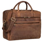 STILORD 'Dawson' Sacoche Professionnelle Cuir Sac à Bandoulière Vintage Serviette XL Cartable Business Sac d'affaires pour Ordinateur 15.6 Pouces, Couleur:Torino - Marron