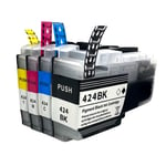 Set of 4 LC424 Black Cyan Magenta Yellow Ink Cartridges For Brother DCP-J1200W