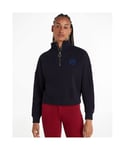 Tommy Hilfiger Relax Small Crest Womens Half-Zip Sweatshirt - Blue - Size X-Large