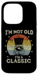 Coque pour iPhone 14 Pro Tourne-disque rétro vintage I'm Not Old I'm Classic Meme Funny