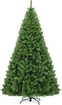 Sapin de Noël Artificiel 225CM Pied Croisé en Fer 1346 Branches en PVC Arbre de Noël Ouverture de Parapluie Vert