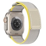 HITZEE Compatible with Apple Watch Strap 49mm 45mm 44mm 42mm, Soft Nylon Braided Velcro Loop Band Adjustable Sport Straps Designed for Apple Watch Ultra 2 Ultra Series 9 8 7 SE 6 5 4, Yellow/Gray, S/M