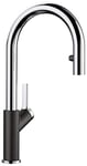 BLANCO 526172 Carena-S Vario Robinet d'évier de Cuisine avec Bec extractible Vario-Noir/chromé-526172, Silgranite Noir/chromé, Hochdruck