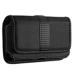 Horizontal Cell Phone Holster, MoKo Nylon Belt Clip Holster丨Newly Updated Stereoscopic Outlook Pouch Fits iPhone 14/14 plus/pro/pro max/SE 3 2022/iPhone 13-8 series, Samsung S21/S10/S9/S8, Black