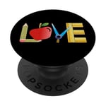 Love Apple Pencil Ruler Teacher School Design PopSockets Adhesive PopGrip