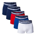 Gant Men Boxer Shorts, 5 Pack - Basic Trunks, Cotton Stretch Blue/White