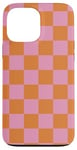 Coque pour iPhone 13 Pro Max Étui à carreaux rose orange cool damier esthétique cadeau