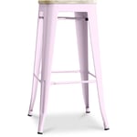 Tabouret de Bar - Design Industriel - Acier & Bois - 76cm - Stylix Rose pâle