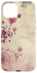 Coque pour iPhone 15 Plus Rose grunge douce subtile florale vintage