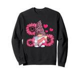 Leopard Gnome Sunflower and Pencil Valentines Day Teacher Sweatshirt