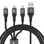 Dudao 3-i-1 USB-kabel 60W med MicroUSB / USB-C / Lightning