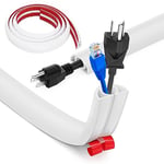 Bocguy Cache Cable Sol, Petit Canal de câble Flexible,1M x 2cm Goulotte Passe Cable Sol Silicone, Cache Fil Électrique Sol Auto-Adhésif Facile à Couper Montage pour Tous Les Câbles (Blanc-Arrondi)