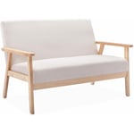 Banquette canapé 2 places en bois et tissu. Isak. l 114 x p 69.5 x h 73cm Polyester Beige