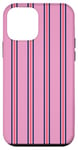 Coque pour iPhone 12 mini Rose Bleu Marine Rouge Rayé Girly Esthétique Preppy Stripe