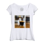 T-Shirt Femme Col Echancré Tasse De Cafe Espresso Dans Un Bar