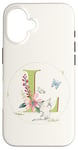 Coque pour iPhone 16 Monogramme mignon avec lettre initiale de chat L