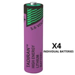 Tadiran SL-760 AA Li-SOCl2 Lithium Thionyl Chloride 3.6V Batteries x 4