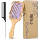 Hair Brush, Eco-Friendly Bamboo Paddle Hairbrush for Long Short Curly Thick Thin Hair for Men Women Kids, Massaging Scalp, Reducing Tangle & Hair Breakage, Promoting Hair Growth (Purple)