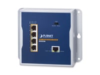 Planet Wgs-E304pt Industrial Poe+ Wall-Mounted Extender 1-Port Poe++ To 4-Port, Sender Og Mottaker, 2000 Oppføringer, Ip30, Blå, Metall, Vegg