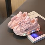 Vår sommar barn lysande skor pojkar lyser upp sneakers baby flickor löparskor barn skor fritid ventilation bekväm 7218pink 26