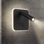 Fei Yu - Feux de chevet led Lampe murale hotel intérieur Lumières mural lit Lampe murale couloir avec interrupteur Noir 3W + 10W (Carré) [Classe