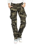 Aeslech Womens Camo Cargo Work Combat Trousers Cotton Casual Tactical Pants Ladies Travel Camo 169 US 18 - UK 20