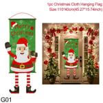 1 ST Christmas Veranda Dörr Banner Jultomten Snowman God Jul Hängande Flagga Juldekoration För Heminredning Navidad G01 santa claus