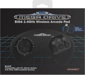 Big6 2.4 Ghz Sega Mega Drive Wireless Arcade Controller Pad For Sega Mega Drive Original/Mini, Switch, Pc & Mac - Black