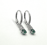 Swarovski Attract Trilogy Drop earring,  Round Cut, Green/White, Rhodium 5646718