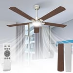 Airwit 132cm Grand Ventilateur Plafond avec Lumiere Double Face Pale, Ventilateur Plafond Silencieux avec Telecommande et Reversible DC Moteur, Lampe Ventilateur Plafond pour Chambre Salon, 6 Vitesses